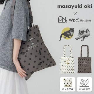 masayuki oki聯名款圓點貓咪防潑水托特包，時尚輕巧大容量手提袋，可愛風必備，通勤逛街首選