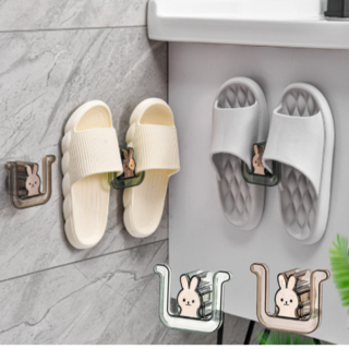 유니데이 무타공 욕실화 실내화 슬리퍼 걸이 후크, 2개, 그린