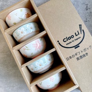 暮山陶舍 日式手繪花五入飯碗禮盒組 - 送禮/入厝首選, 5個, 手繪彩花飯碗禮盒, 5入組