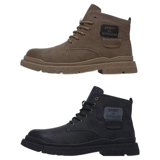 SPORT XIYUXDI 男款馬丁靴 牛皮防護鞋 鋼包頭勞保鞋 耐磨防滑輕便