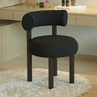 하루꿈 거실 침실 램스울 1인용 소파 의자 화장대 등받이 의자, 블랙, 1개