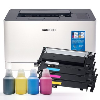 삼성 무한레이저프린터 SL-C513W 풀세트 [무한토너+리필파우더] 사무용 가정용 프린트, 무한프린터 C513 유선연결