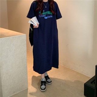 一件式懶人穿搭長版T恤洋裝 寬鬆顯瘦孕婦裝 百搭休閒