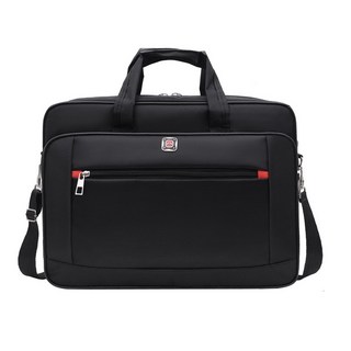 防水尼龍公事包 筆電斜肩手提包 大容量多功能電腦包 黑色, D121-黑色