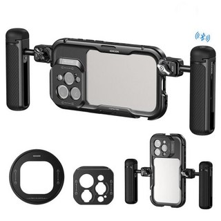 스마트폰 케이지 거치대 비디오 리그 키트 호환용 NEEWER PA073 PA074 iPhone 16 Pro / Max용 이중 손잡이가 있는 금속 휴대폰, 2)for 16 Pro Max