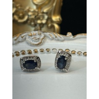 天然藍寶石耳釘 時尚優雅 附台灣大證