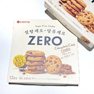 “韓國市集”LOTTE 韓國樂天 ZERO 無糖巧克力餅乾，無負擔美味享受，獨立包裝方便攜帶, 1個, 一盒12入, 168g