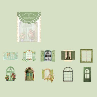 올리브파티 빈티지윈도우시리즈 빈티지 감성 다꾸 스티커 10매 세트, 1개, 그린