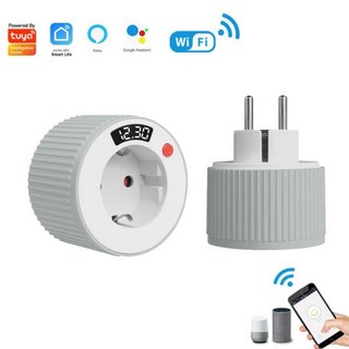 투야 스마트 플러그 WIFI EU 16A 소켓 회전형 카운트다운 LCD 디스플레이 타이밍 음성 제어 알렉사 구글 홈, 01 CN, 02 2pcs