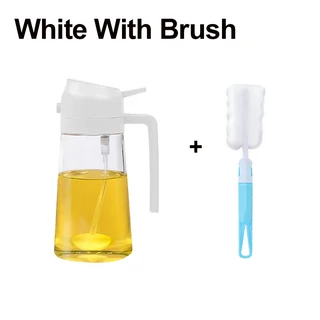 BBQ 요리 올리브 오일 분무기 주방 디펜서 브러시 빈 식초병 500ml, 1개, 04 White with brush
