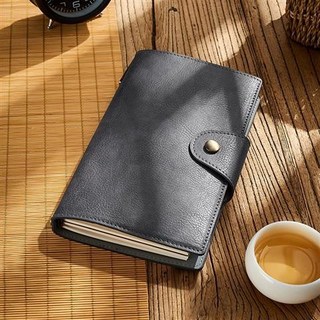 熱銷文具 文創A6小號手賬本日系個性創意復古旅行筆記本子韓國隨身便攜小巧口袋型日記本藝文精緻網紅空白軟皮記事本, 深灰, 1個