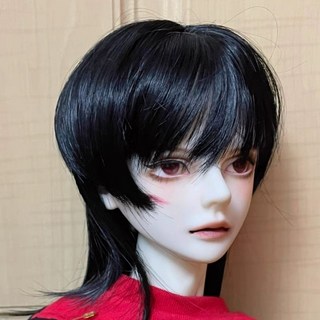 BJD娃娃假髮 中分狼尾造型 軟絲毛坯 妹妹頭少年毛, 1個, （狼尾款）銀灰色,4分（17.5-18.5cm）