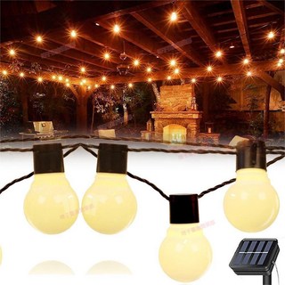 臺南出貨 太陽能LED燈串 燈泡串 露營燈串 聖誕燈 G50 復古燈串 LED造型燈串 裝飾燈串 新年燈籠防水彩燈, 【白殼-暖光】防摔燈泡,太陽能（5米20LED）爆款推薦, 1個
