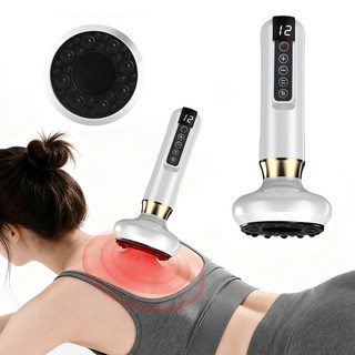 Garrl 전동 괄사기 흡착형 괄사 마사지기 전신 안마기 진공 온열 12단계, 화이트