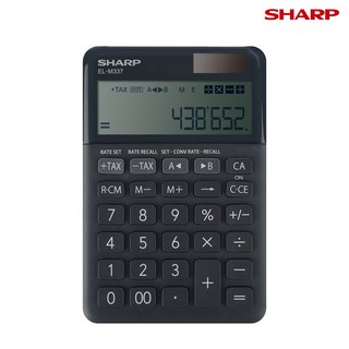 HJ 샤프 정품 일반계산기 전자계산기 3가지 색상 태양전지 TAX계산 다중변환기능 세무용 회계용 계산기 EL-M337 12자리, 1개, 블랙