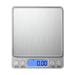 不鏽鋼電子秤(3000g/0.1g) 附贈電池 高精度料理秤 烘焙專用迷你食物秤 廚房磅秤, 不鏽鋼電子秤｜3000g/0.1g電池款, 銀色, IS2000, 3kg