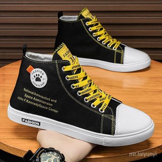 限時購 2024年帆布鞋秋季韓版潮流布鞋休閒闆鞋學生高幫百搭透氣運動鞋男韓版日係風格帆布鞋6TEX