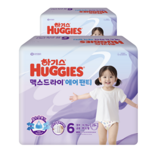 하기스 뉴 맥스드라이 팬티형 기저귀 남여공용, 6단계, 58매