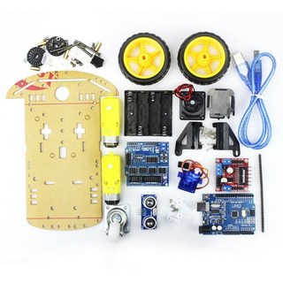 아두이노 우노 R3 스마트 RC카 키트 - 2WD 자동차 섀시 - 초음파 센서 서보모터 L298N 포함 - 스타터 교육 세트, 1세트