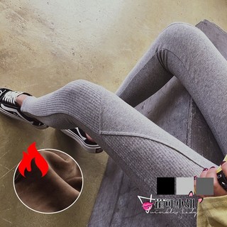 崔可小姐 加絨厚款 精梳棉拼接螺紋彈力九分褲內搭褲 EC0121