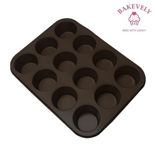 BIZ 높은 머핀틀 12구 컵케이크 머핀팬 (블랙) 마들렌틀, 1개
