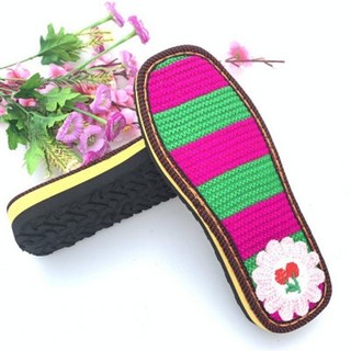 手工編織加厚繡花底室內防滑拖鞋 暖陽毛線鞋底FA5DT01A