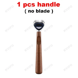 쿠쿠스토어 나무 손잡이 신형 5중 면도날 교체 빈티지 습식 안전 피부 보호 클래식, 05 1 pcs handle