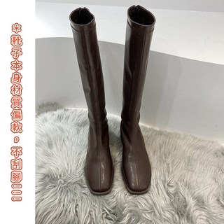 IFaith 騎士靴 方頭中筒靴 低跟粗跟馬丁靴 SA021