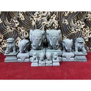 京綸 石獅子石象石雕擺設，辦公室居家裝飾，水族箱造景擺件，增添空間藝術氣息, 石象（一對）,迷你