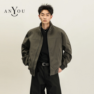ANYOU 남성 자켓 오버사이즈 바람막이 아우터 캐주얼 데일리 편안한 재킷