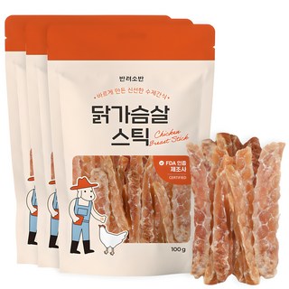 반려소반 강아지 건강한 수제간식 육포, 닭가슴살, 100g, 3개