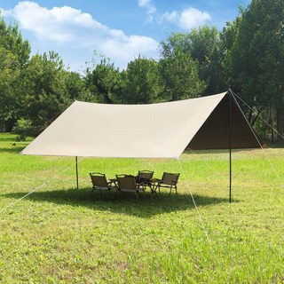 크크라이프 실버 블랙 코팅 210D 렉타 타프, 베이지, 블랙코팅