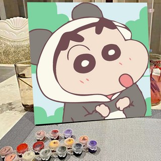 20*30數字油畫diy填色畫兒童填充卡通動漫塗色手工裝飾畫客廳風景, 蠟筆小新HK24,【30×30內框+畫筆+顏料+膠膜】, 1個