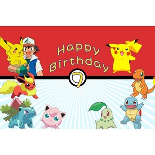 大熊派對 植物大戰僵尸超級瑪麗幻影忍者皮卡丘主題生日派對甜品臺背景布置 派對套餐 派對裝飾, 1個, 皮卡丘背景布1 120*100cm