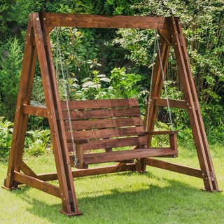 엉클트리 100% 통원목 야외 그네 흔들 의자 (강력 볼트너트 체결), 통원목그네_지붕X_월넛색(2회도색), 월넛색상(2회도색)