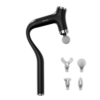 유앤미 무선 핸디 진동 마사지건 인체공학 갈고리형 분리형 교체형 4종 헤드 휴대용 바디 마사지기, 블랙, QZY-828