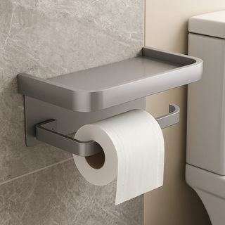 기리니 무타공 휴지 걸이 거치대, 그레이, 1개