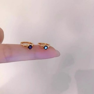 무티아 미니 큐빅 원터치 골드톤 은침 데일리 귀걸이