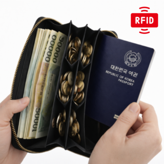 올모먼트 RFID차단 해킹방지 일본 엔화지갑 여권케이스 소가죽 프리미엄 여행용 베트남 동지갑