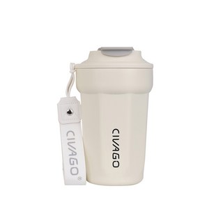 CIVAGO 隨行杯 陶瓷內膽設計 防漏設計, 米白色, 1個