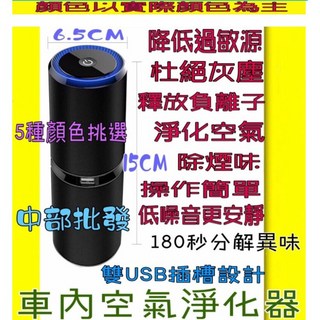 迷你空氣清淨機 車用/室內空氣淨化器 負離子 雙USB充電, 金