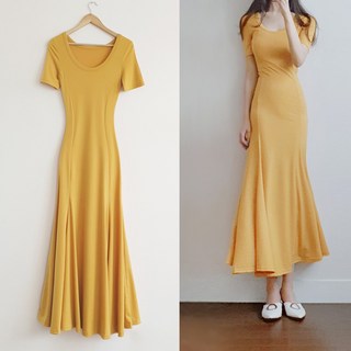 나날샵 머메이드 롱원피스)원피스 머메이드 롱원피스 여성원피스 맥시롱원피스 플레어롱원피스 비치원피스 봄원피스 노란원피스