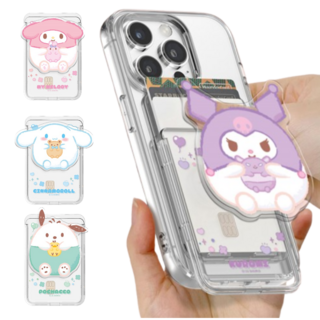 갤럭시A24(A245) 산리오 퍼니마루 아크릴 스마트톡 투명 맥세이프 슬라이드 카드지갑+투명케이스