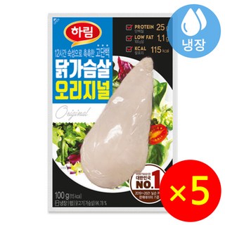 하림 닭가슴살 오리지널, 100g, 5개