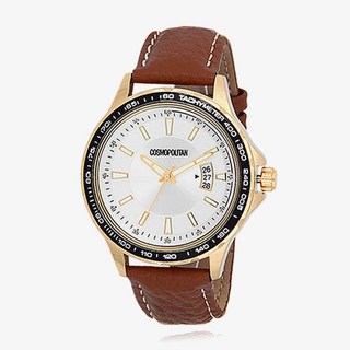 코스모폴리탄 CPL1422M 남자남성 가죽골드 아날로그 손목 시계