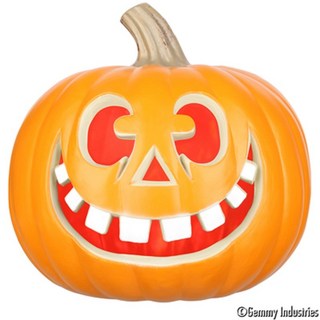 Gemmy Industries 萬聖節南瓜燈籠 9吋吹塑發光造型燈 派對佈置飾品 紅光, 詳見包裝, 紅, 1個