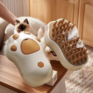 메호라 애완용 안개 분사 스팀 마사지 브러쉬, 화이트, 1개