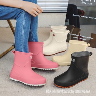 日系中筒雨鞋 時尚女士水鞋 防滑短筒雨靴 (36-40碼)