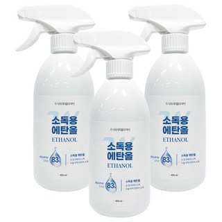 더블유제약 소독용 에탄올 스프레이, 3개, 500ml