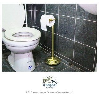 【居家cheaper】捲筒式衛生紙架 土豪金電鍍銅 落地式紙巾架, 1個